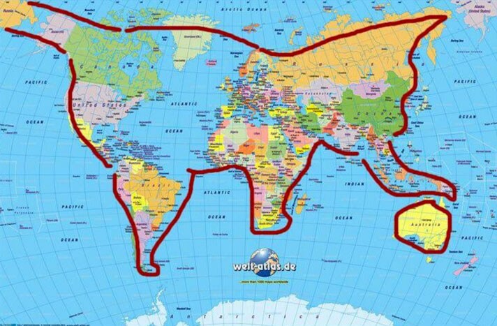 Map of the World looks like a cat playing with a ball of yarn.